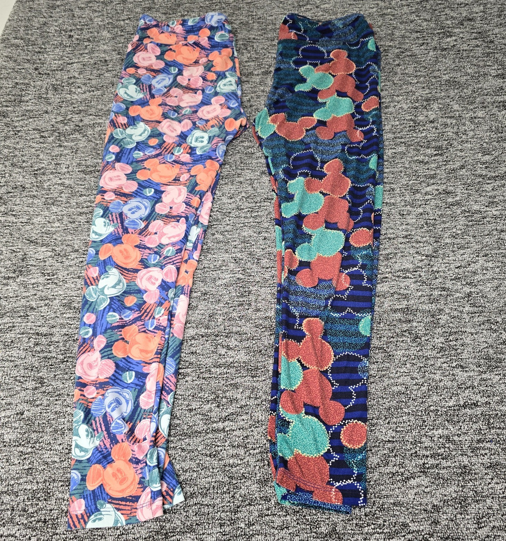 LuLaRoe Mickey Mouse Leggings Women's Tall & Curvy 1X - 2X Colorful Bundle Deal